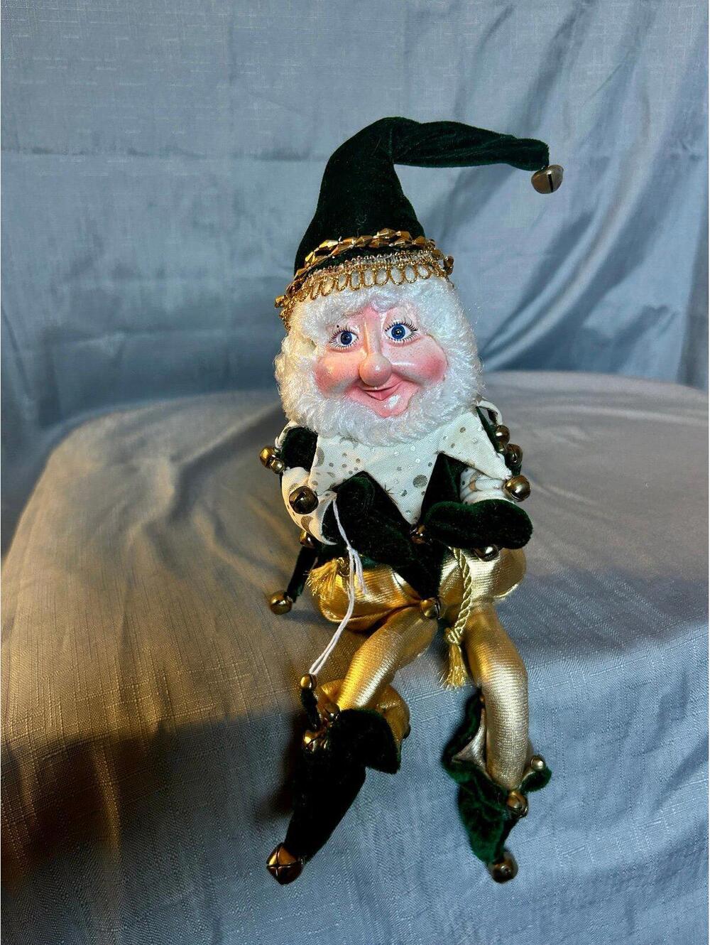 Mark Roberts Naughty Elf collectible figurine Gold/Green Fabric Poseablr Figure